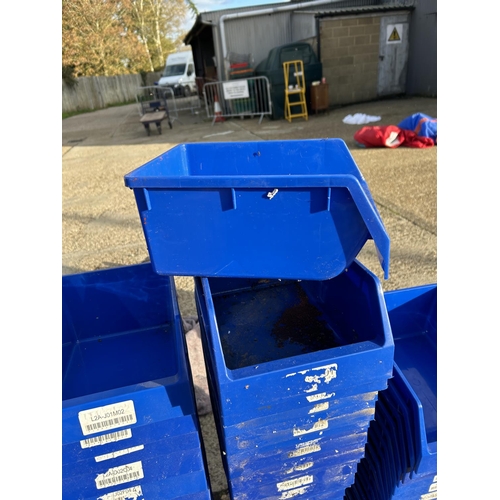 137 - Approx 120 blue plastic parts bins