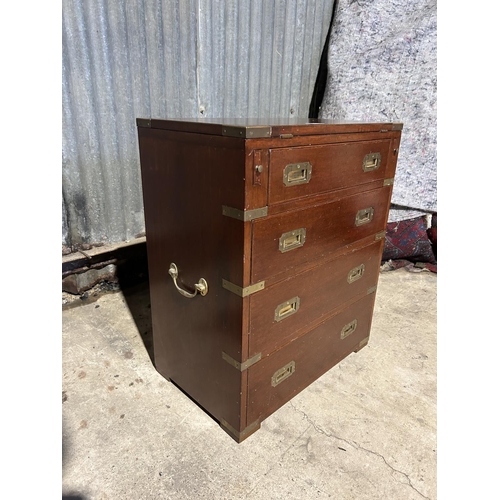 166 - A mahogany military style chest with fold over top  60x37x70