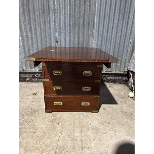 166 - A mahogany military style chest with fold over top  60x37x70