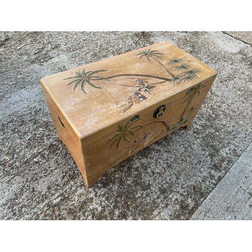 19f - An oriental blanket box chest