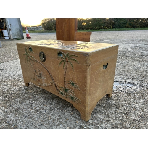 19f - An oriental blanket box chest