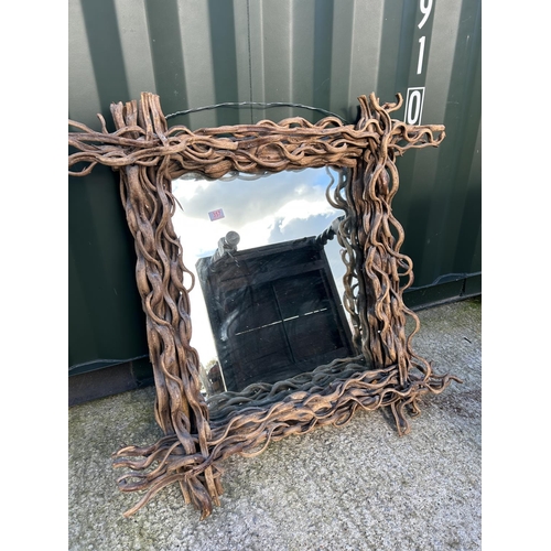 357 - A driftwood effect wall mirror 105x100