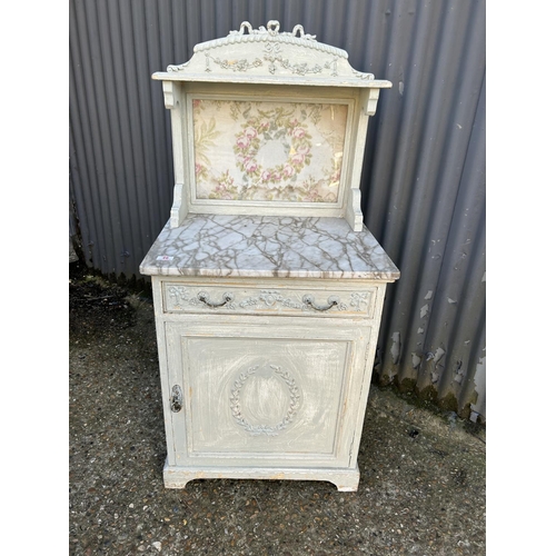 46 - An ornate french grey painted marble top washstand