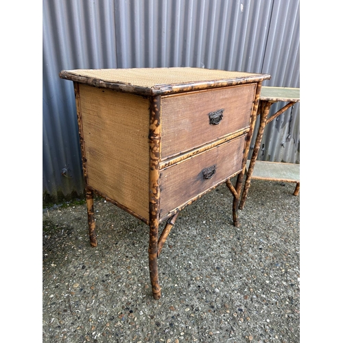 6 - An antique bamboo chest of two together with bamboo side table