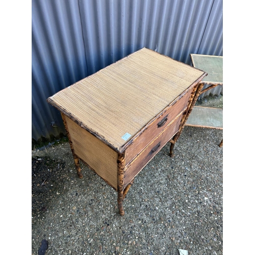 6 - An antique bamboo chest of two together with bamboo side table