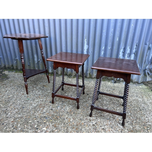 62 - A Victorian inlaid rosewood occasional table together with a PAIR of small mahogany side tables with... 