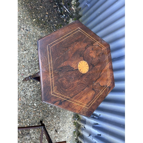 62 - A Victorian inlaid rosewood occasional table together with a PAIR of small mahogany side tables with... 