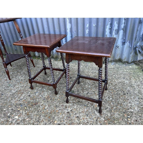 62 - A Victorian inlaid rosewood occasional table together with a PAIR of small mahogany side tables with... 