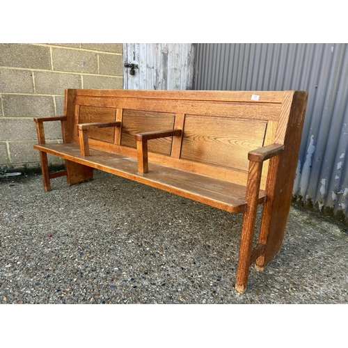 77 - Victorian oak three seater pew 190cms wide