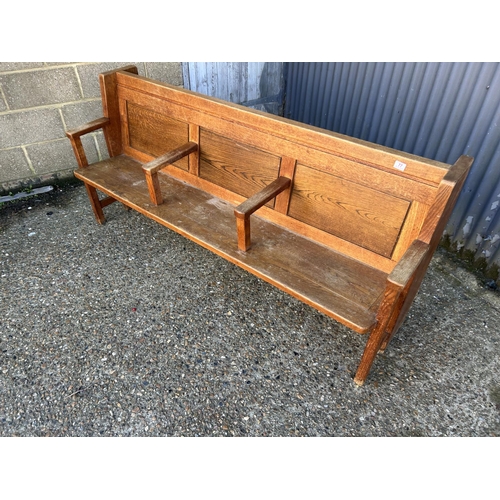 77 - Victorian oak three seater pew 190cms wide