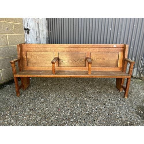 77 - Victorian oak three seater pew 190cms wide