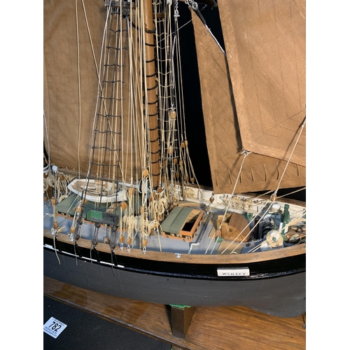 782 - Hand built Model Sailing Barge 'Wenley', overall length 117 cms, height 97 cms (Collection only)