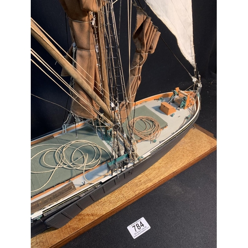 784 - Hand built Model Sailing Barge 'Alma' overall length 93 cms, height 85 cms (Collection only)