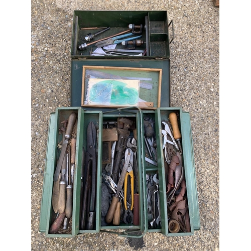 497 - Green tool box and contents plus metal box and contents