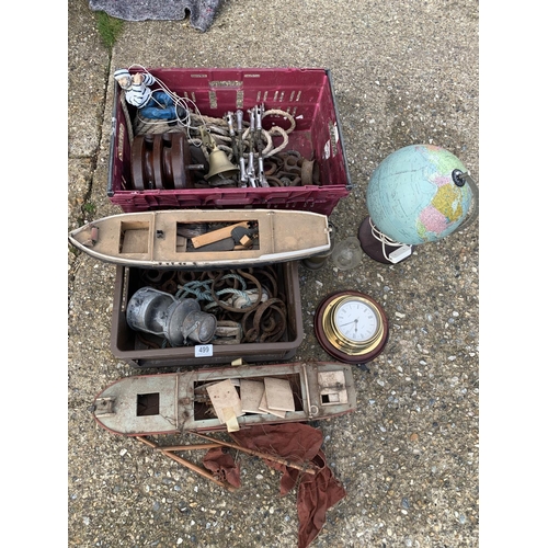 499 - Two trays of nautical items