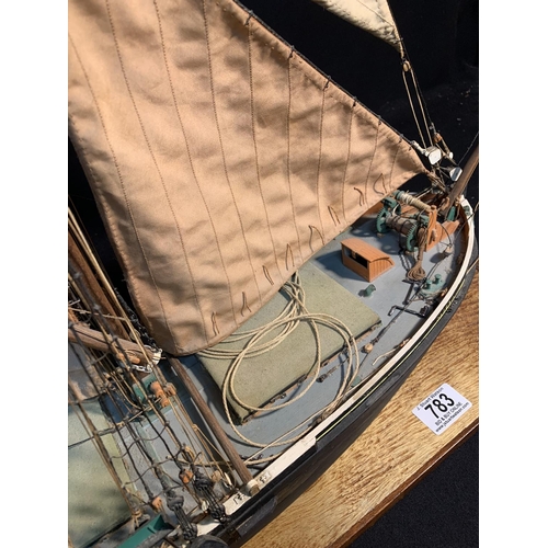 783 - Hand built Model Sailing Barge ' Alice D', overall length 100 cms, height 76 cms (Collection only)