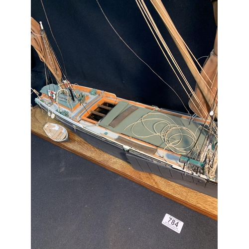 784 - Hand built Model Sailing Barge 'Alma' overall length 93 cms, height 85 cms (Collection only)