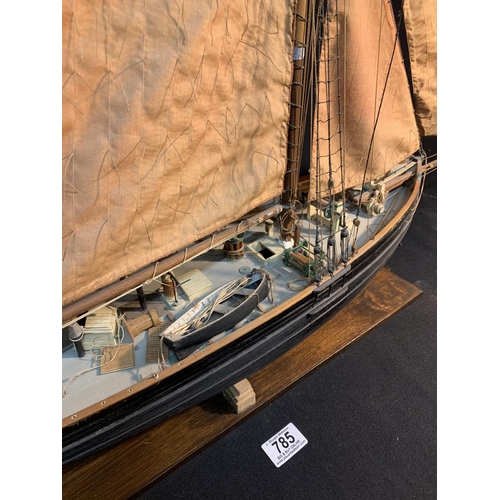 785 - Hand built Model Sailing Barge 'Dalice', overall length 104 cms, height 80 cms (Collection only)