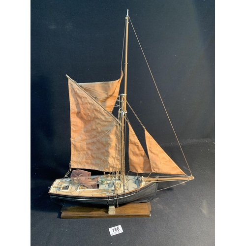 786 - Hand built Model sailing Barge, overall length 48 cms, height 63 cms