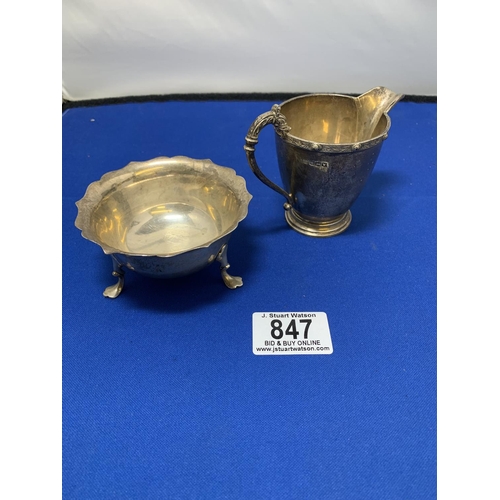 847 - Hallmarked Silver Jug and Sugar Basin, total weight 6.04 ozt