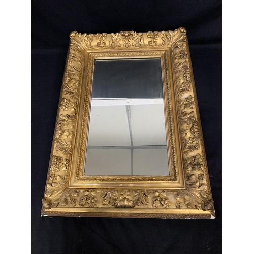 529 - Antique Heavy gilt framed rectangular mirror, 53 x 73cms