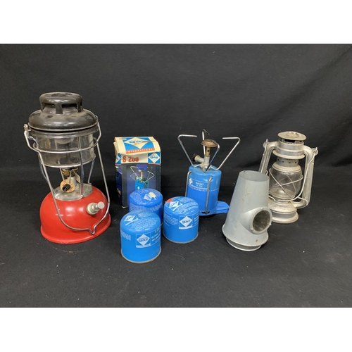 551 - 2 lanterns and camping gaz items