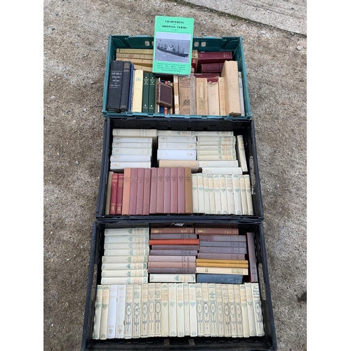 614 - 3 trays of vintage books, including Victor Hugo (excluding crates)