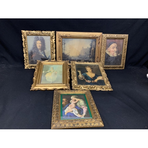 617 - 6 gilt framed prints