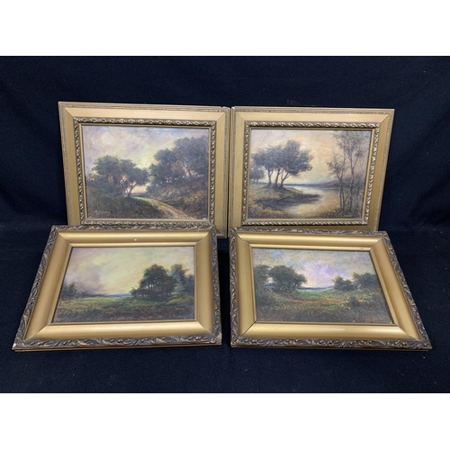 618 - Pair of gilt framed oils on canvas of scenes Signed A Masneri, Gilt framed oil on canvas and gilt fr... 