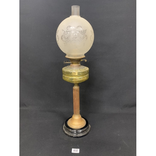 632 - Oil Lamp and shade height 72 cms