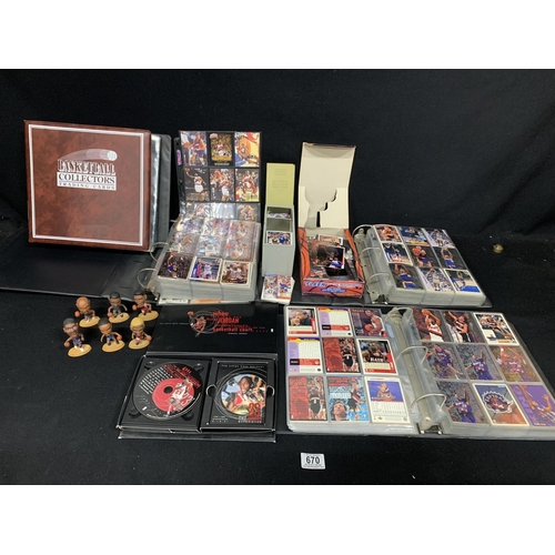 670 - 3 Full Albums of Basketball Collectors Trading Cards plus Upper Deck Locker, Loose Cards & 6 Corinth... 