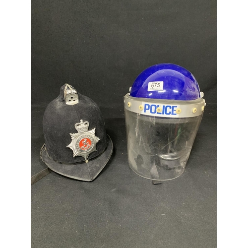 675 - Police Riot Control Helmet and Kent Police Helmet