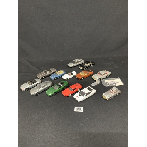 684 - 11 Corgi 007 model cars and two others, all unboxed