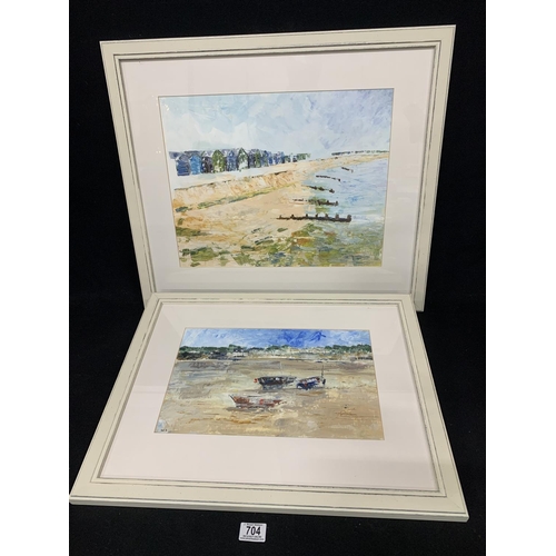 704 - Two framed Oils of  South Coast scenes each Signed W.S , largest overall 69 x 60 cms