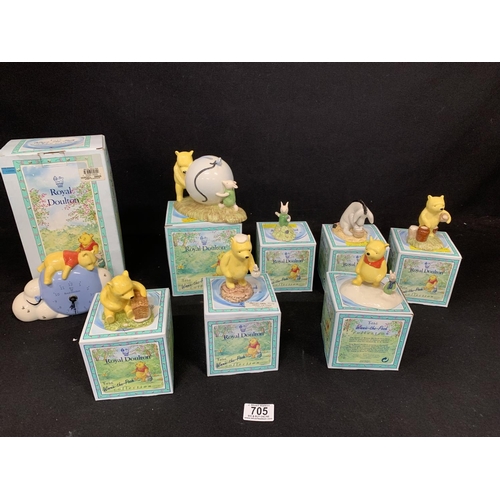 705 - 8 Boxed Doulton The Winnie the Pooh Collection figures ( no damage)