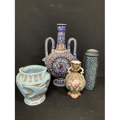 720 - German Amphora Vase, Burleighware Goose Vase and two others