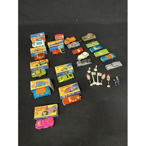 727 - 8 Matchbox Superfast Models Boxed and other Die cast models and signs