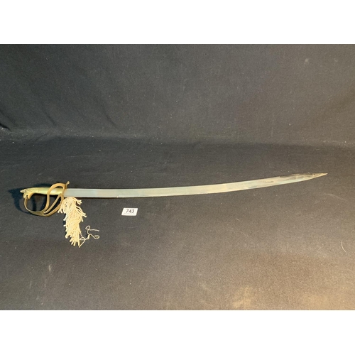 743 - Indian Sword with brass handle length 87 cms