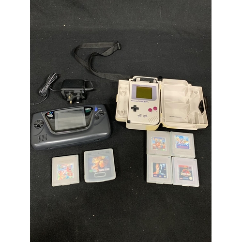 671 - Nintendo Game Boy in Carry All with 5 games and Sega Game Gear video game system with one 1 game