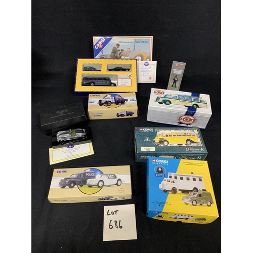 686 - Boxed Corgi and one boxed Dinky Collectable model vehicle sets