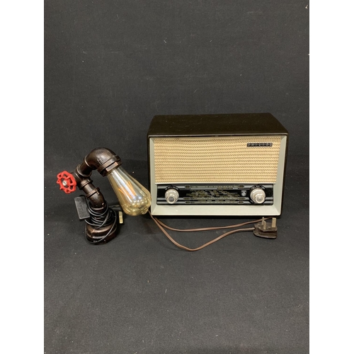 713 - Philips Mains Radio and novelty stop cock lamp