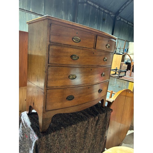 150 - Victorian Mahogany bow front chest of drawers, 105  x 50 x 100cms