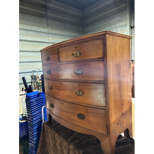 150 - Victorian Mahogany bow front chest of drawers, 105  x 50 x 100cms