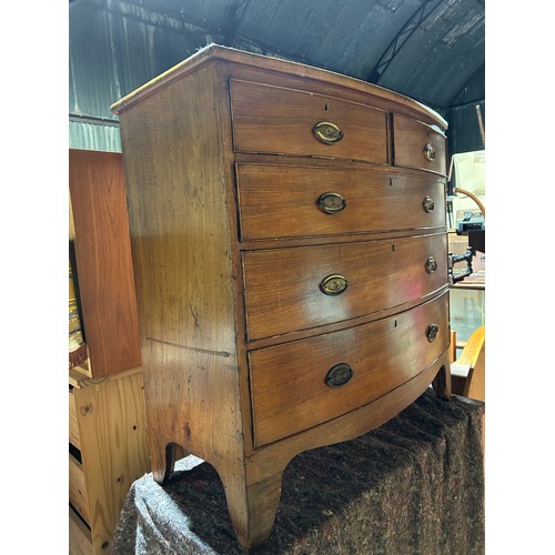 150 - Victorian Mahogany bow front chest of drawers, 105  x 50 x 100cms