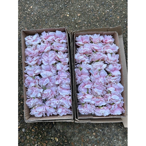 137 - Two trays of new artificial snowy pink peony