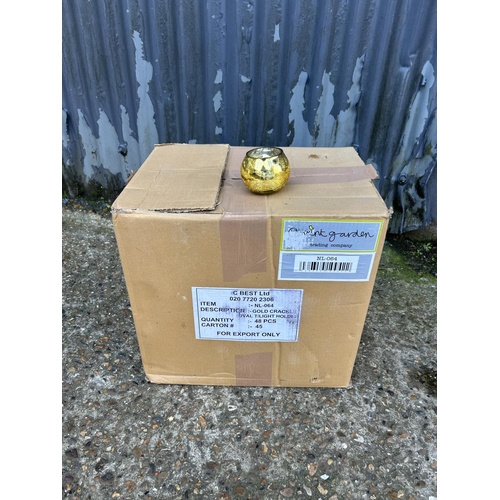 140 - A box of 48 new crackle gold tea lights