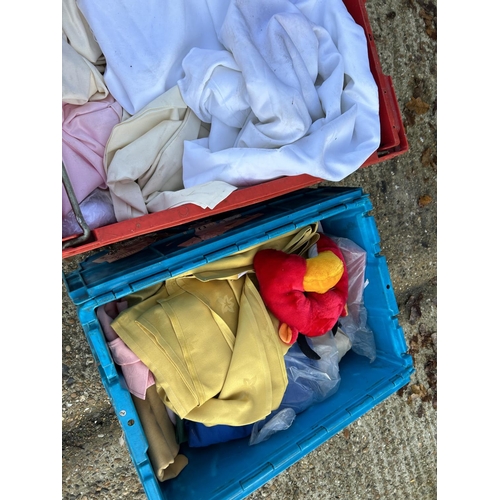 147 - Three crates of table linen, assorted sizes and colours