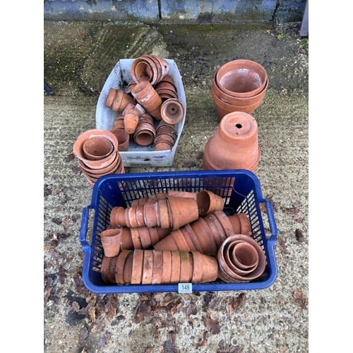 149 - Two crates of terracotta garden pots