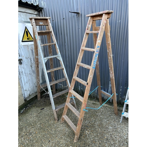 156 - Two pairs of tall wooden steps