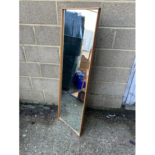 176 - Retro teak framed mirror 45x147